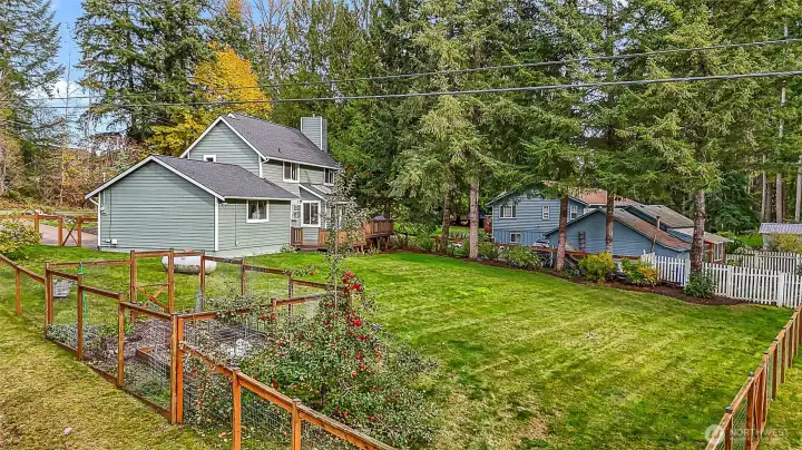 Backyard is fully fenced and within it is a fenced dedicated garden area