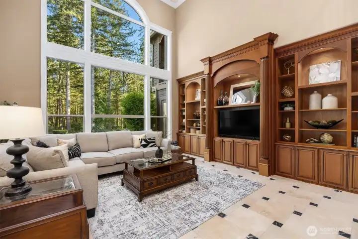 Abundant windows fill the home with light.