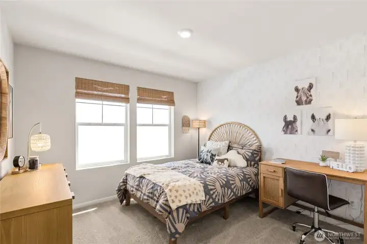 Bedroom 2. Actual home is under construction and finishes, colors, and materials may vary. See site agent for details.