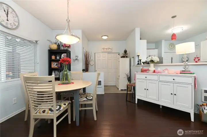 Dining area and entry.