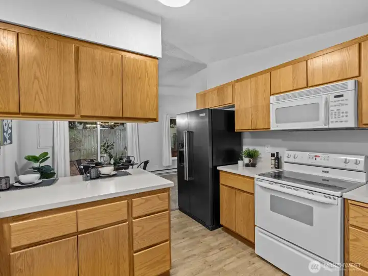 Thoughtfully designed, there's plenty of cabinet and counter space.