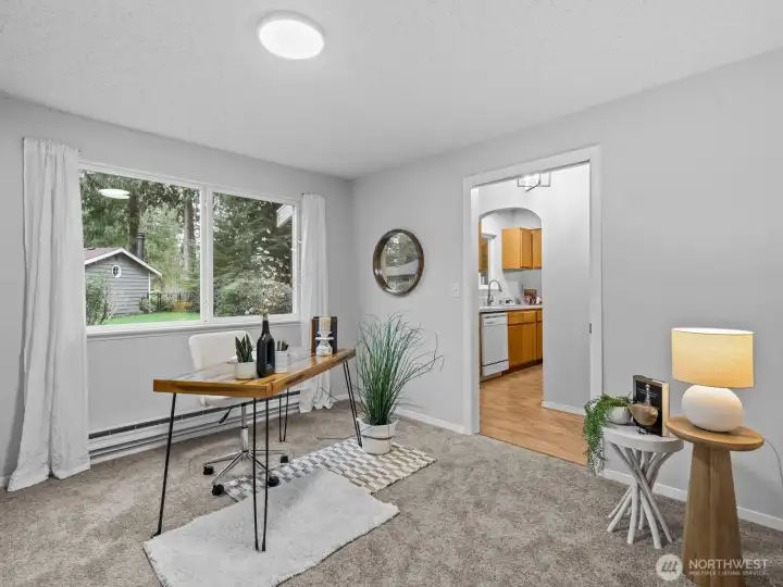 With a door on either side, it makes for a great home office.