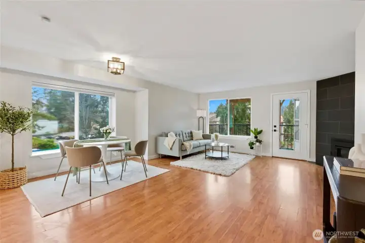 Open-concept living space with modern finishes