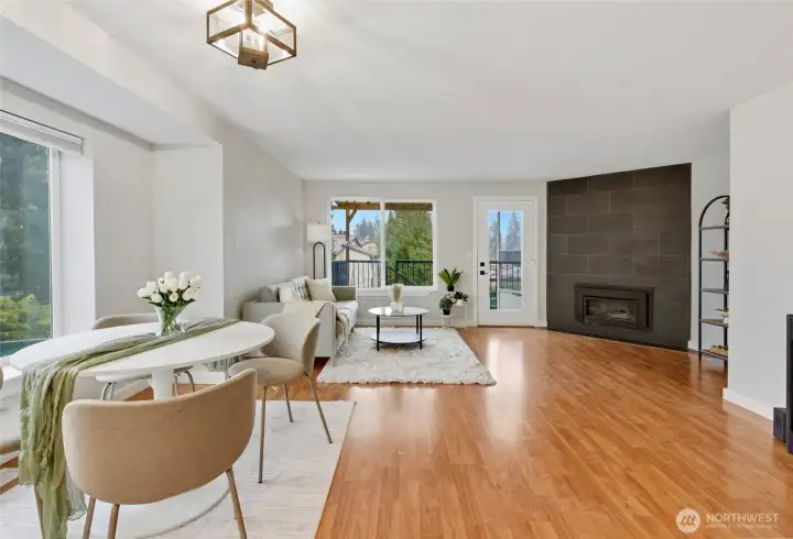 Warm and inviting living area with a cozy gas fireplace and comfortable layout