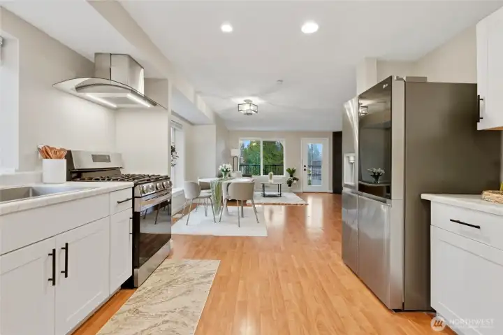 Open layout connecting kitchen and living spaces