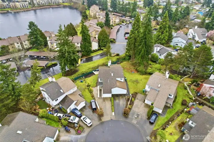 Aerial view of the community with surrounding amenities