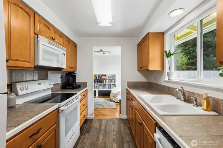 Galley kitchen provides plenty of space.