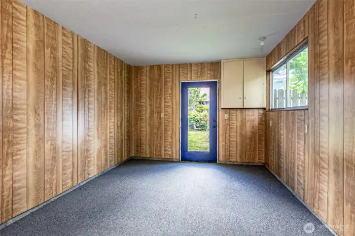 Finished room attached to garage.