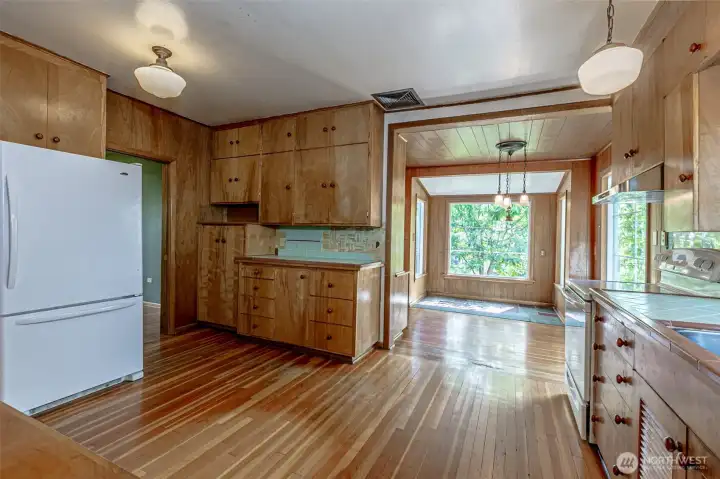 Kitchen opens up to the dining room