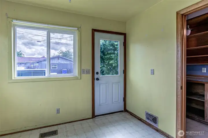 Laundry room/Utility room with back door to alley parking.