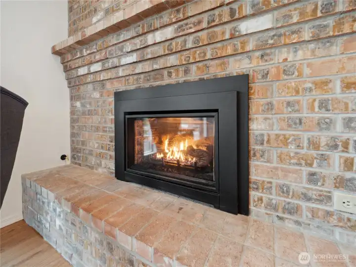 Fireplace to cozy up to on those fall days at the lake.