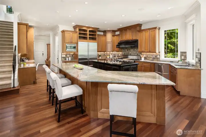 Large kitchen for entertaining plus a prep sink