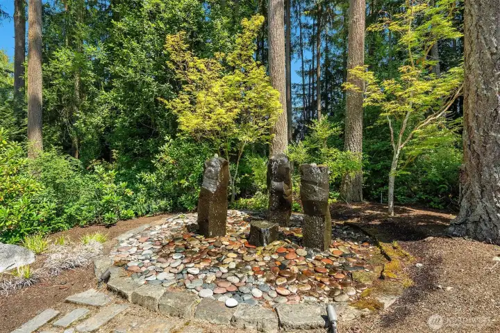 Basalt fountains in the back yard are beautiful