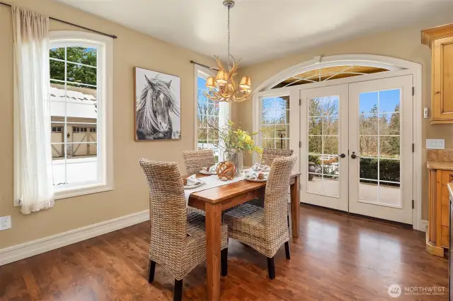 Breakfast nook in Kitchen with French doors to back patio