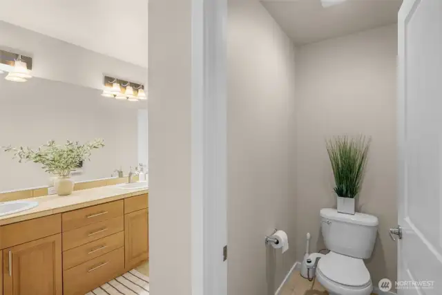 Primary bathroom with dual sinks
