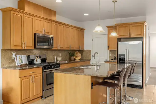 Kitchen island is great for entertaining