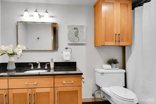 Second bathroom with tub and shower
