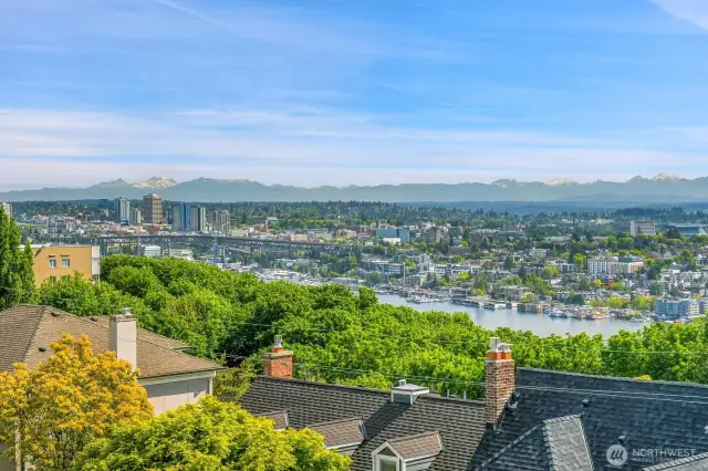 Views from balcony as far north as Mt. Baker