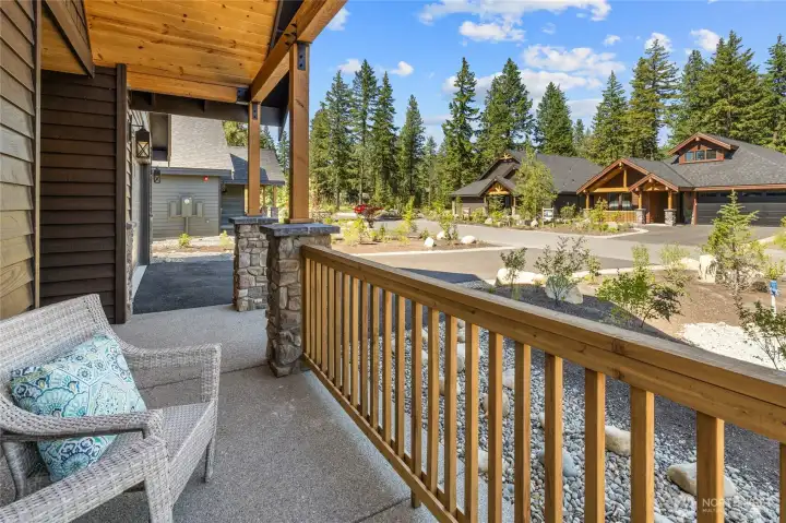 Enjoy your morning coffee from this welcoming front porch. Enjoy your morning coffee from this welcoming front porch.