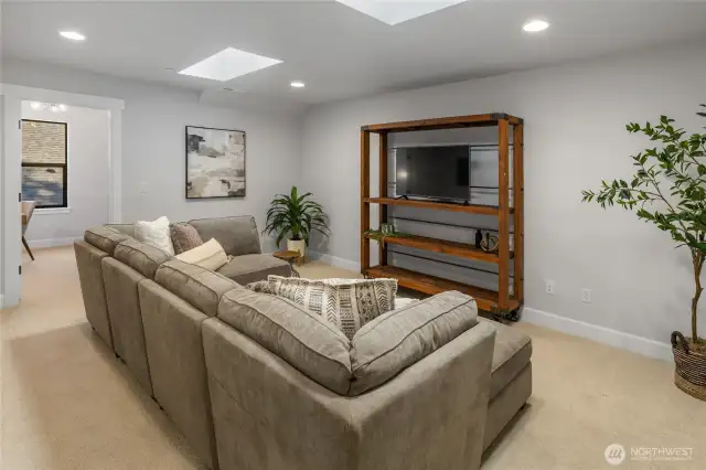 2nd floor family room with skylights.
