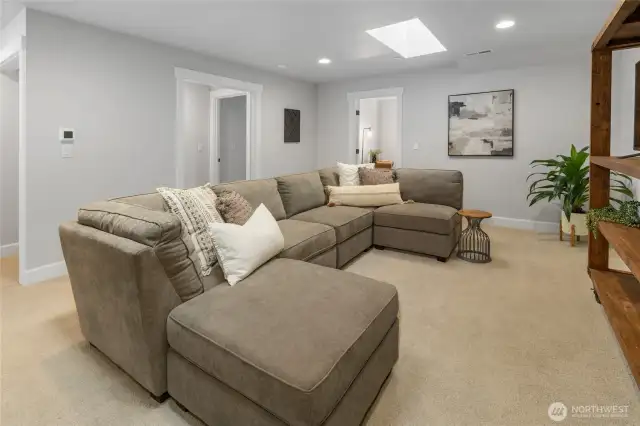 2nd floor family room with skylights.