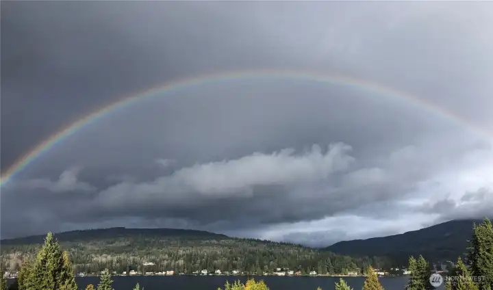 Full Rainbow over lake