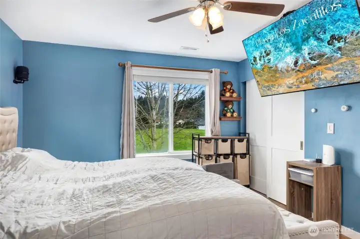Main Bedroom has double closets and overlooks the park. Another ceiling fan is perfect in this room