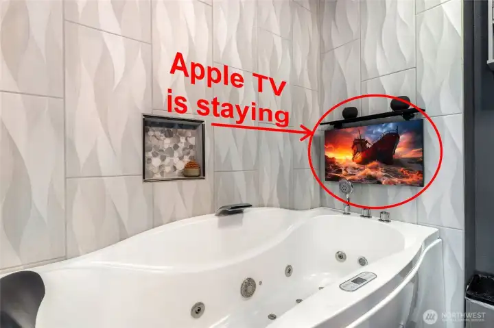Jetted tub with Apple TV!