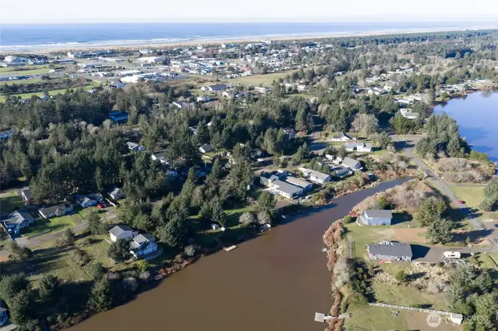 AERIAL VIEW OF THE PROPERTY AND THE PACIFIC OCEAN AND CONTINUED DUCK LAKE TO THE RIGHT!