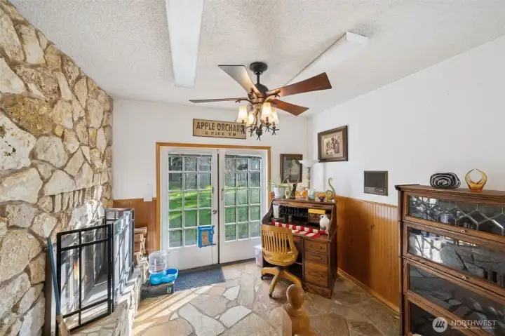 Office/Den off the living room w/fireplace