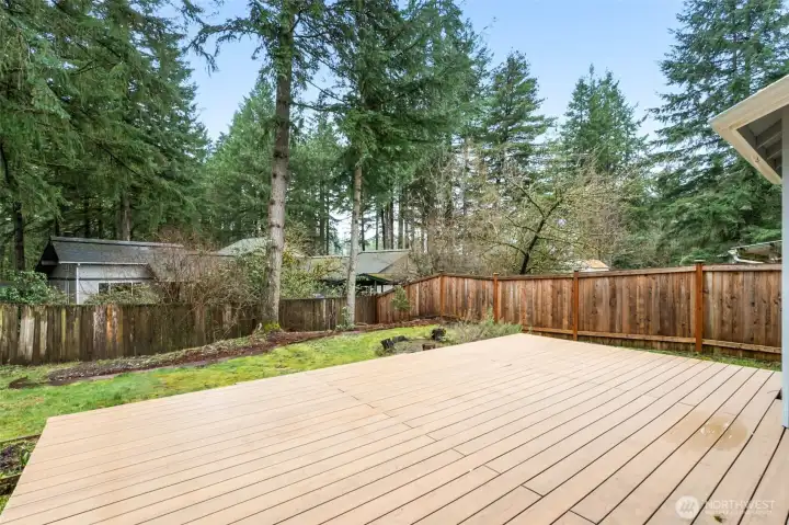 Large Backyard Deck with Access from Slider
