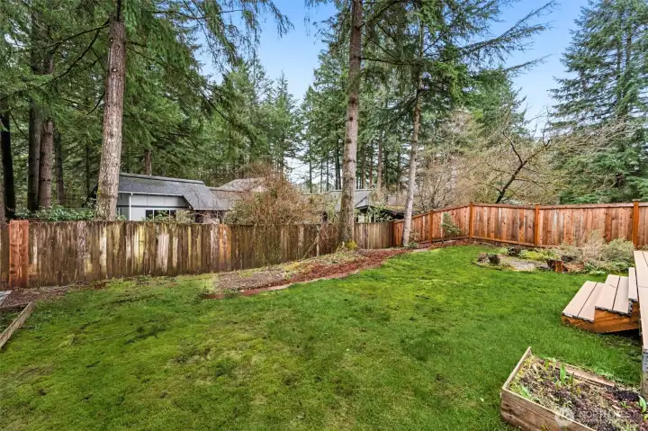 Backyard with Garden Space & Deck