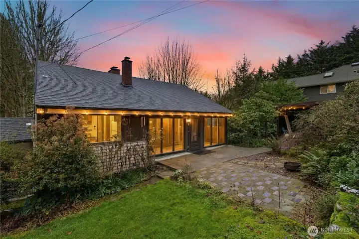 Serene and private south  facing front yard.