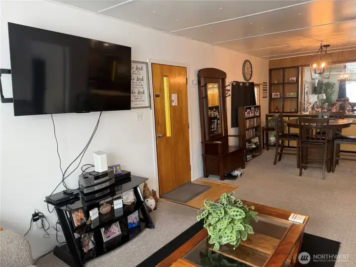 large living room connecting to dining room