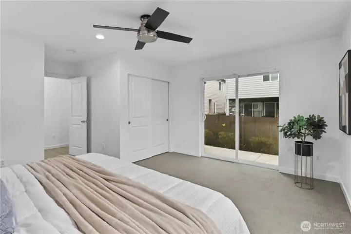 This main floor bedroom has access to outside