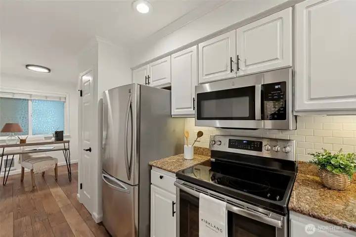 Kitchen view into flex room