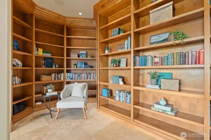 Charming library off of the living room