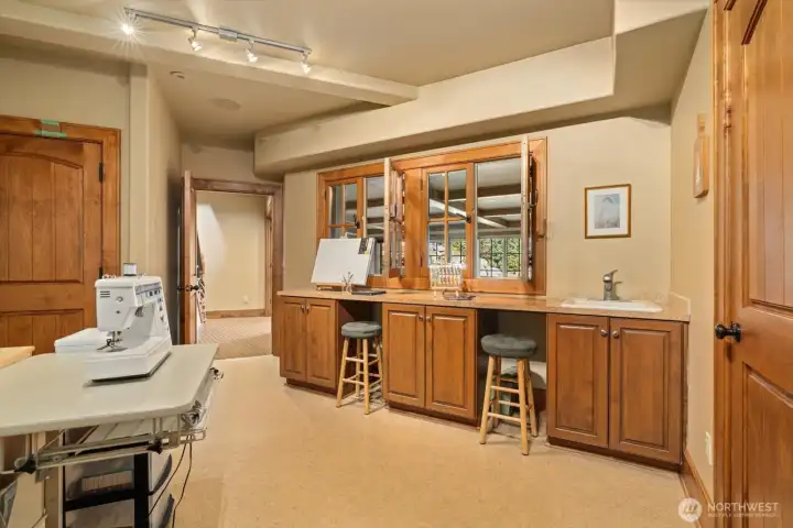 Craft room in basement