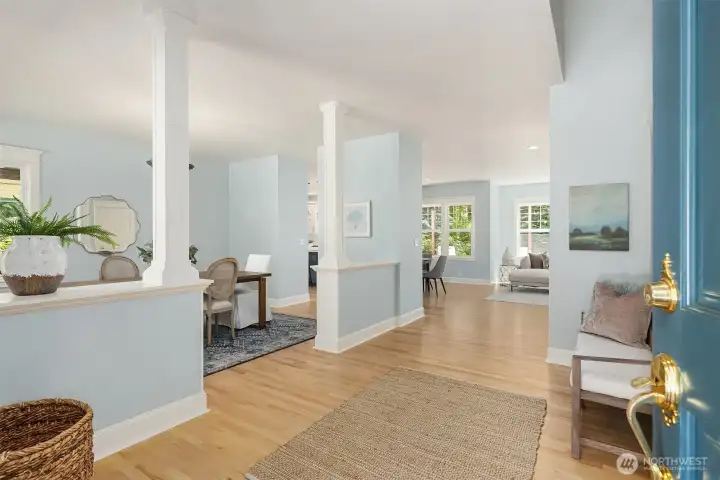 Tall ceilings and classic mouldings make for a nice first impression.