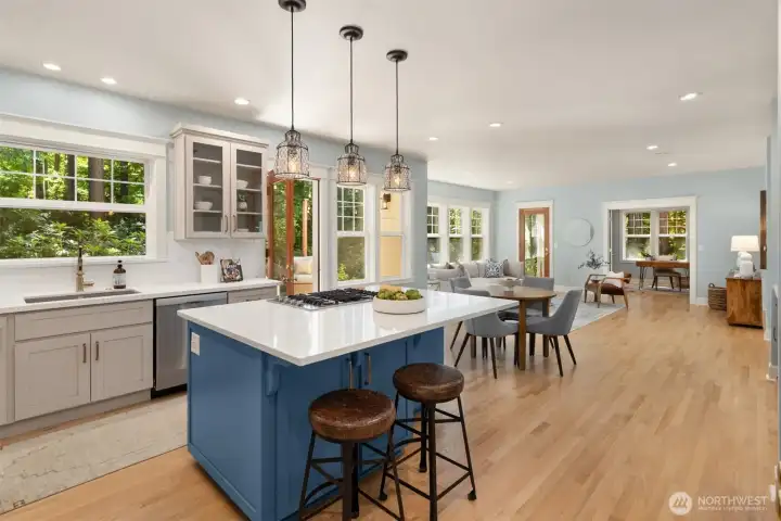 The eat-in island in the kitchen.