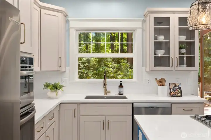 Sweet kitchen sink view out to the private back yard.
