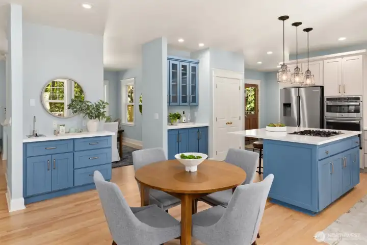 A broader look at the spacious kitchen.