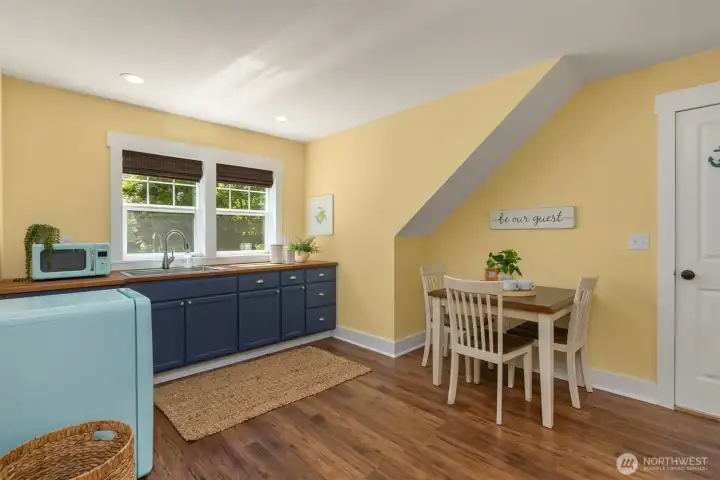 The wet-bar area in the Guest Studio.