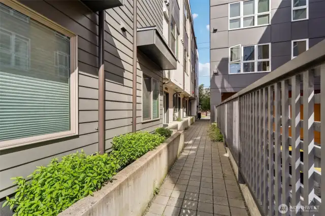 Entry sidewalk from front and back.