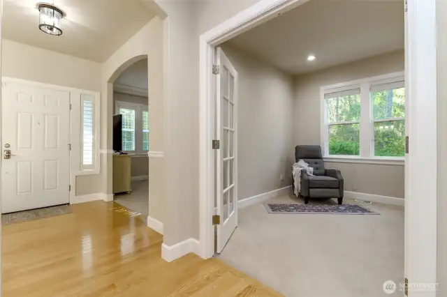 Gleaming hardwoods are in excellent condition and lead from the foyer into the great room!