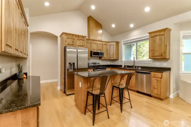 The kitchen has plenty of cabinets plus a butlers pantry and a regular pantry set up for Hydroponics