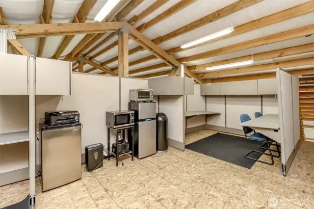 This is the office loft in the 5,000 sq feet garage.  Excellent lighting in this building and the heating and ventilation are exceptional!