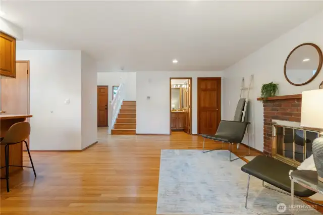 Lower level entry, half bath, and entry to garage. Lower level laundry hookups in room off garage entry.