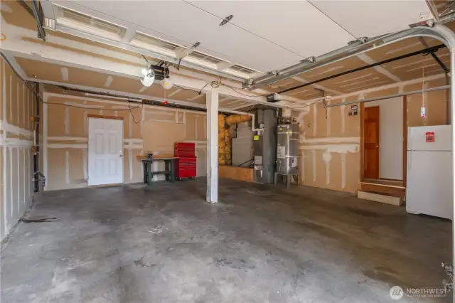 Large two-car garage.