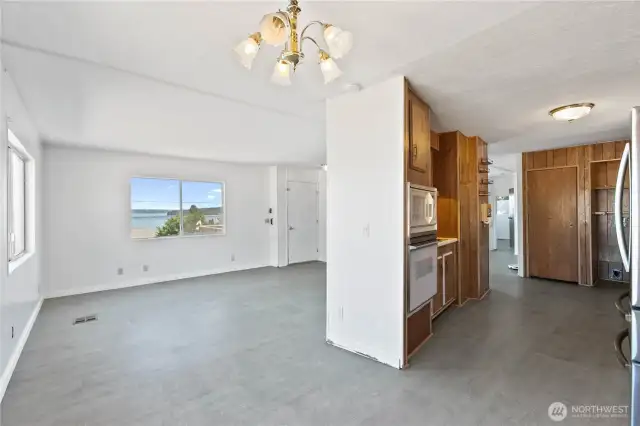 Kitchen dining and living room